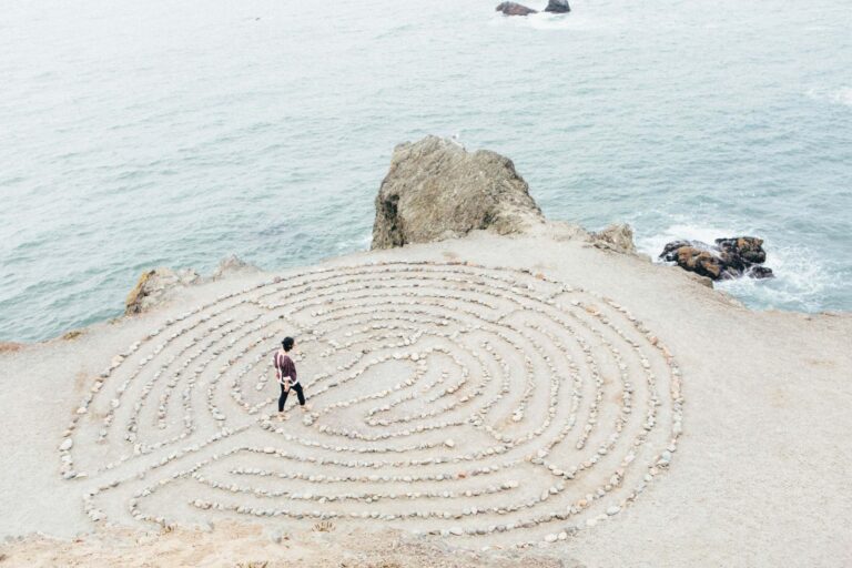 woman walking a labyrinth