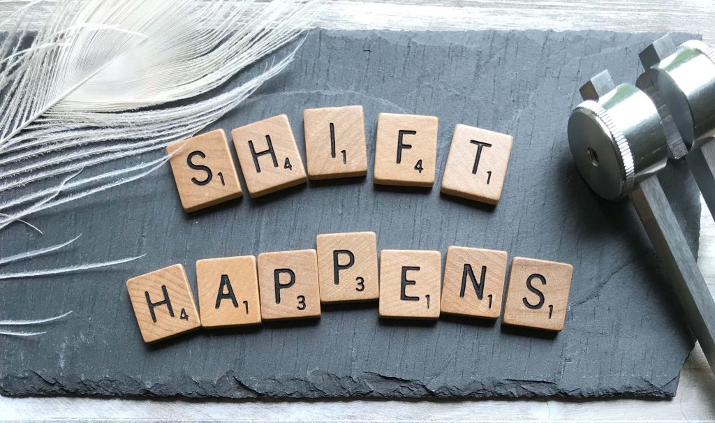 wooden letters: Shift Happens